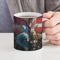 Greenlandic and Danish Together Ceramic Mug Polar Warrior Vikings with National Flag Grunge Style - Wonder Print Shop
