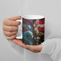 Greenlandic and Danish Together Ceramic Mug Polar Warrior Vikings with National Flag Grunge Style - Wonder Print Shop