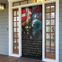 Greenlandic and Danish Together Door Cover Polar Warrior Vikings with National Flag Grunge Style - Wonder Print Shop