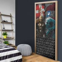 Greenlandic and Danish Together Door Cover Polar Warrior Vikings with National Flag Grunge Style - Wonder Print Shop