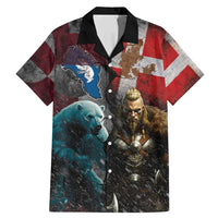 Greenlandic and Danish Together Family Matching Mermaid Dress and Hawaiian Shirt Polar Warrior Vikings with National Flag Grunge Style - Wonder Print Shop