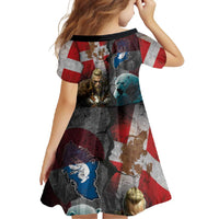 Greenlandic and Danish Together Family Matching Off Shoulder Maxi Dress and Hawaiian Shirt Polar Warrior Vikings with National Flag Grunge Style - Wonder Print Shop