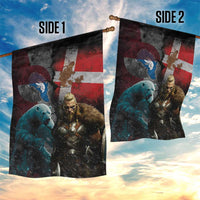 Greenlandic and Danish Together Garden Flag Polar Warrior Vikings with National Flag Grunge Style - Wonder Print Shop