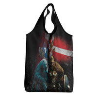 Greenlandic and Danish Together Grocery Bag Polar Warrior Vikings with National Flag Grunge Style - Wonder Print Shop