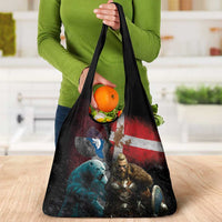 Greenlandic and Danish Together Grocery Bag Polar Warrior Vikings with National Flag Grunge Style - Wonder Print Shop