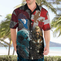 Greenlandic and Danish Together Hawaiian Shirt Polar Warrior Vikings with National Flag Grunge Style - Wonder Print Shop