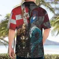 Greenlandic and Danish Together Hawaiian Shirt Polar Warrior Vikings with National Flag Grunge Style - Wonder Print Shop