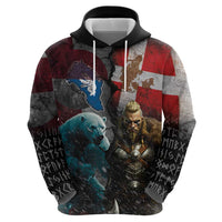 Greenlandic and Danish Together Hoodie Polar Warrior Vikings with National Flag Grunge Style - Wonder Print Shop