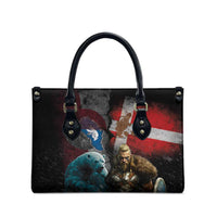 Greenlandic and Danish Together Leather Bag Polar Warrior Vikings with National Flag Grunge Style - Wonder Print Shop