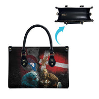 Greenlandic and Danish Together Leather Bag Polar Warrior Vikings with National Flag Grunge Style - Wonder Print Shop