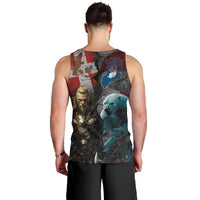 Greenlandic and Danish Together Men Tank Top Polar Warrior Vikings with National Flag Grunge Style - Wonder Print Shop