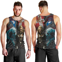 Greenlandic and Danish Together Men Tank Top Polar Warrior Vikings with National Flag Grunge Style - Wonder Print Shop