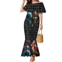 Greenlandic and Danish Together Mermaid Dress Polar Warrior Vikings with National Flag Grunge Style - Wonder Print Shop