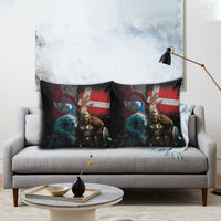 Greenlandic and Danish Together Pillow Cover Polar Warrior Vikings with National Flag Grunge Style - Wonder Print Shop