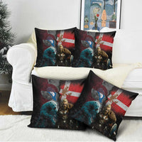 Greenlandic and Danish Together Pillow Cover Polar Warrior Vikings with National Flag Grunge Style - Wonder Print Shop