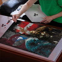 Greenlandic and Danish Together Puzzle Polar Warrior Vikings with National Flag Grunge Style - Wonder Print Shop