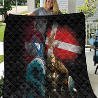 Greenlandic and Danish Together Quilt Polar Warrior Vikings with National Flag Grunge Style - Wonder Print Shop