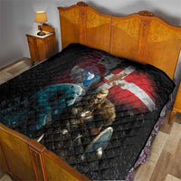 Greenlandic and Danish Together Quilt Polar Warrior Vikings with National Flag Grunge Style - Wonder Print Shop