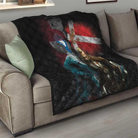 Greenlandic and Danish Together Quilt Polar Warrior Vikings with National Flag Grunge Style - Wonder Print Shop