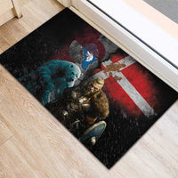 Greenlandic and Danish Together Rubber Doormat Polar Warrior Vikings with National Flag Grunge Style - Wonder Print Shop