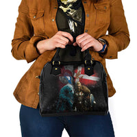 Greenlandic and Danish Together Shoulder Handbag Polar Warrior Vikings with National Flag Grunge Style - Wonder Print Shop