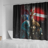 Greenlandic and Danish Together Shower Curtain Polar Warrior Vikings with National Flag Grunge Style - Wonder Print Shop