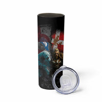 Greenlandic and Danish Together Skinny Tumbler Polar Warrior Vikings with National Flag Grunge Style - Wonder Print Shop