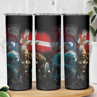 Greenlandic and Danish Together Skinny Tumbler Polar Warrior Vikings with National Flag Grunge Style - Wonder Print Shop