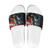 Greenlandic and Danish Together Slide Sandals Polar Warrior Vikings with National Flag Grunge Style - Wonder Print Shop