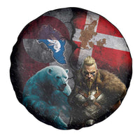 Greenlandic and Danish Together Spare Tire Cover Polar Warrior Vikings with National Flag Grunge Style - Wonder Print Shop