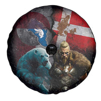 Greenlandic and Danish Together Spare Tire Cover Polar Warrior Vikings with National Flag Grunge Style - Wonder Print Shop