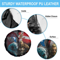Greenlandic and Danish Together Spare Tire Cover Polar Warrior Vikings with National Flag Grunge Style - Wonder Print Shop