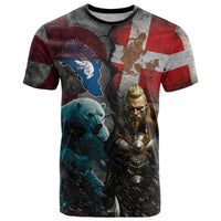 Greenlandic and Danish Together T Shirt Polar Warrior Vikings with National Flag Grunge Style - Wonder Print Shop