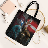 Greenlandic and Danish Together Tote Bag Polar Warrior Vikings with National Flag Grunge Style - Wonder Print Shop