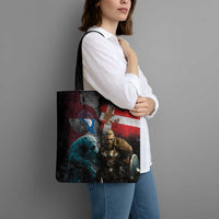 Greenlandic and Danish Together Tote Bag Polar Warrior Vikings with National Flag Grunge Style - Wonder Print Shop