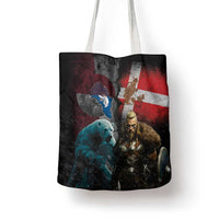 Greenlandic and Danish Together Tote Bag Polar Warrior Vikings with National Flag Grunge Style - Wonder Print Shop