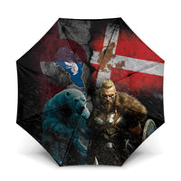 Greenlandic and Danish Together Umbrella Polar Warrior Vikings with National Flag Grunge Style - Wonder Print Shop