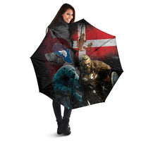 Greenlandic and Danish Together Umbrella Polar Warrior Vikings with National Flag Grunge Style - Wonder Print Shop