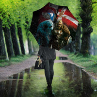 Greenlandic and Danish Together Umbrella Polar Warrior Vikings with National Flag Grunge Style - Wonder Print Shop