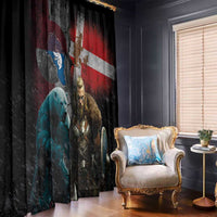 Greenlandic and Danish Together Window Curtain Polar Warrior Vikings with National Flag Grunge Style - Wonder Print Shop