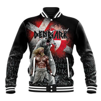 Greenlandic and Danish Together Baseball Jacket Viking Warrior with Polar Bear Roar - Wonder Print Shop