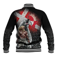 Greenlandic and Danish Together Baseball Jacket Viking Warrior with Polar Bear Roar - Wonder Print Shop