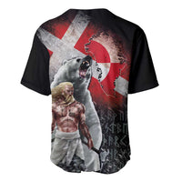 Greenlandic and Danish Together Baseball Jersey Viking Warrior with Polar Bear Roar - Wonder Print Shop