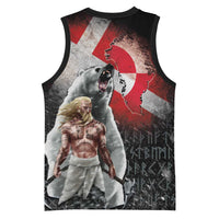 Greenlandic and Danish Together Basketball Jersey Viking Warrior with Polar Bear Roar - Wonder Print Shop