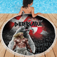 Greenlandic and Danish Together Beach Blanket Viking Warrior with Polar Bear Roar - Wonder Print Shop