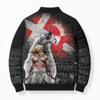 Greenlandic and Danish Together Bomber Puffer Jacket Viking Warrior with Polar Bear Roar - Wonder Print Shop