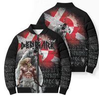 Greenlandic and Danish Together Bomber Puffer Jacket Viking Warrior with Polar Bear Roar - Wonder Print Shop