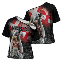 Greenlandic and Danish Together Cross Shoulder Shirt Viking Warrior with Polar Bear Roar - Wonder Print Shop
