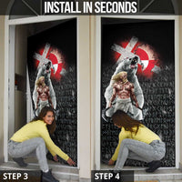 Greenlandic and Danish Together Door Cover Viking Warrior with Polar Bear Roar - Wonder Print Shop