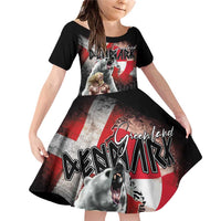 Greenlandic and Danish Together Family Matching Off Shoulder Short Dress and Hawaiian Shirt Viking Warrior with Polar Bear Roar - Wonder Print Shop